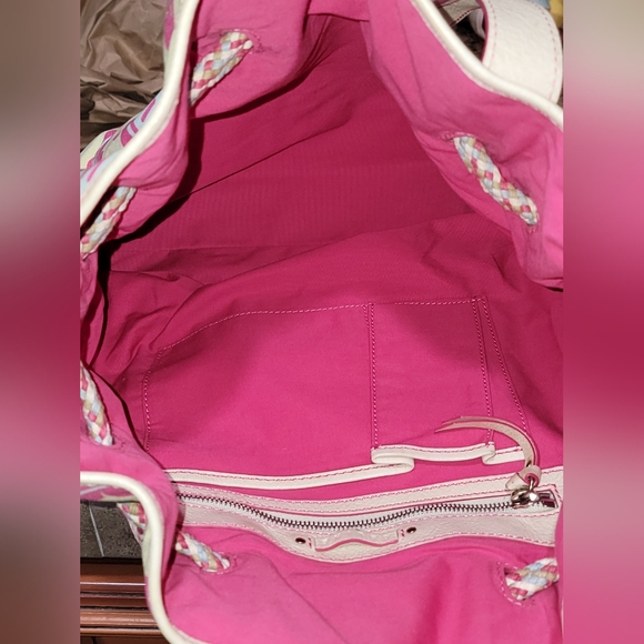 Celine Pink & Yellow Canvas Shoulder Tote Bag Authentic - Picture 12 of 16